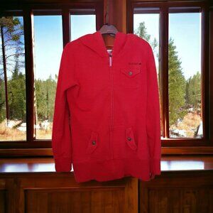 Burton Snowboarding Surf Hoodie Full Zip Sweat Jacket Red Side Pockets M RARE